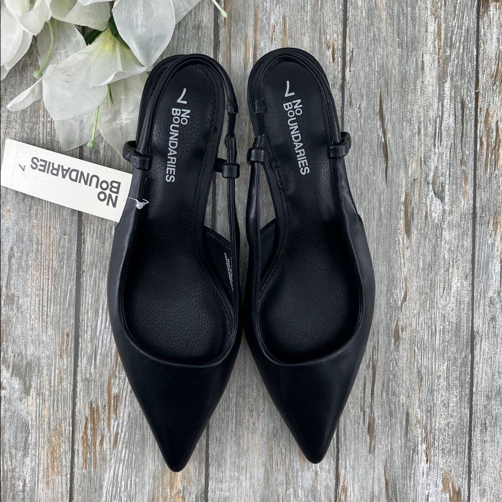 Women’s Faux Leather Slingback Kitten Heels Shoes Size 7